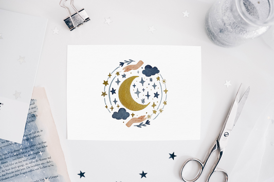 Postcard - Watercolor Moon