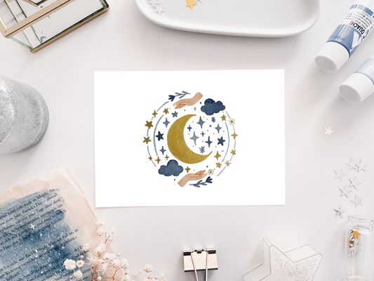 Postcard - Watercolor Moon