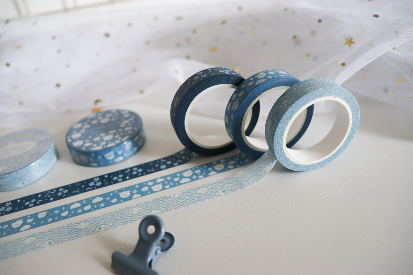 Washi Tape Set – Starry Seigaiha, Midnight Hanami & Kumo
