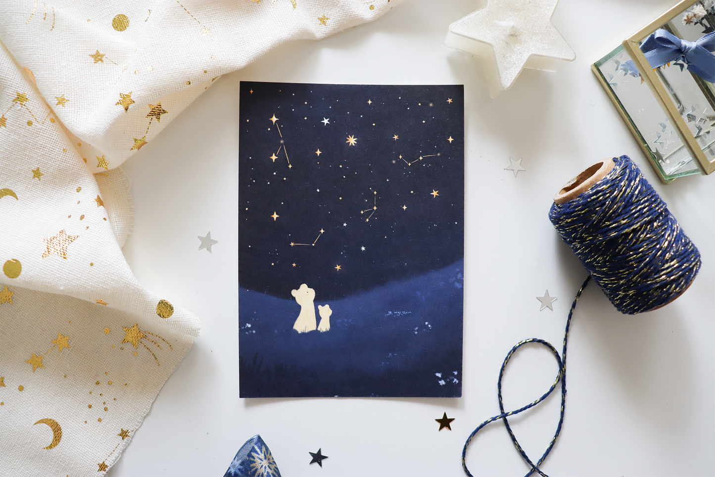 Postcard - Stargazing Bears