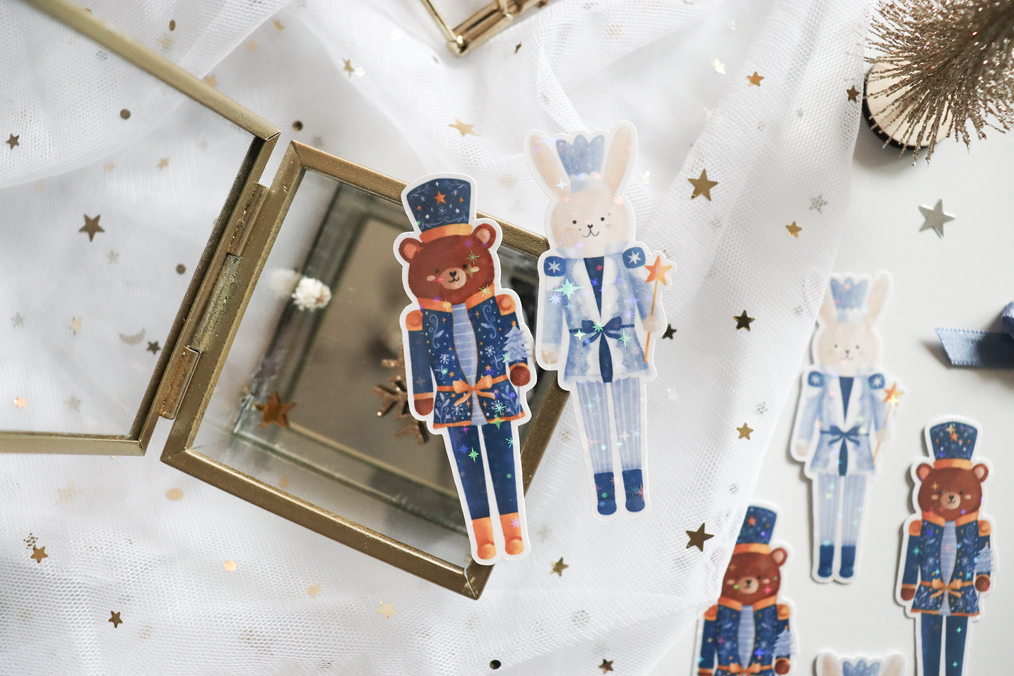 Sticker - Nutcracker Bear and Bunny (Handmade Sticker)