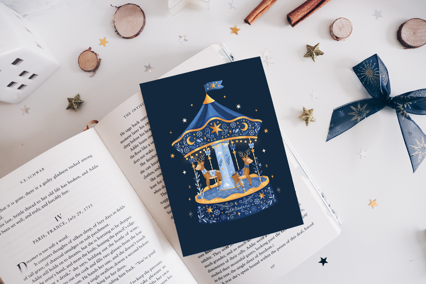 Postcard - Deer Carousel