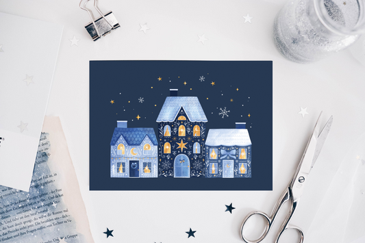 Postcard - Winter Houses