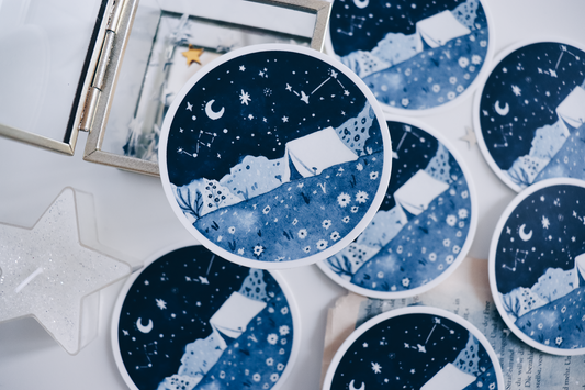 Sticker - Watercolor Camping Galaxy Skies