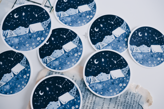 Sticker - Watercolor Camping Galaxy Skies