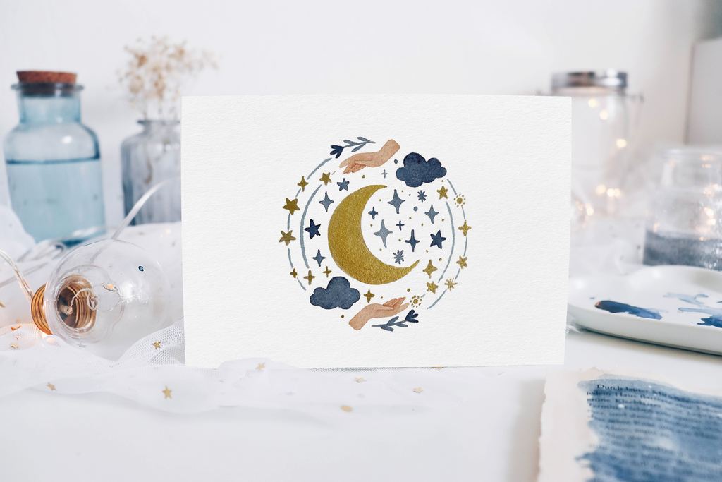 Postcard - Watercolor Moon