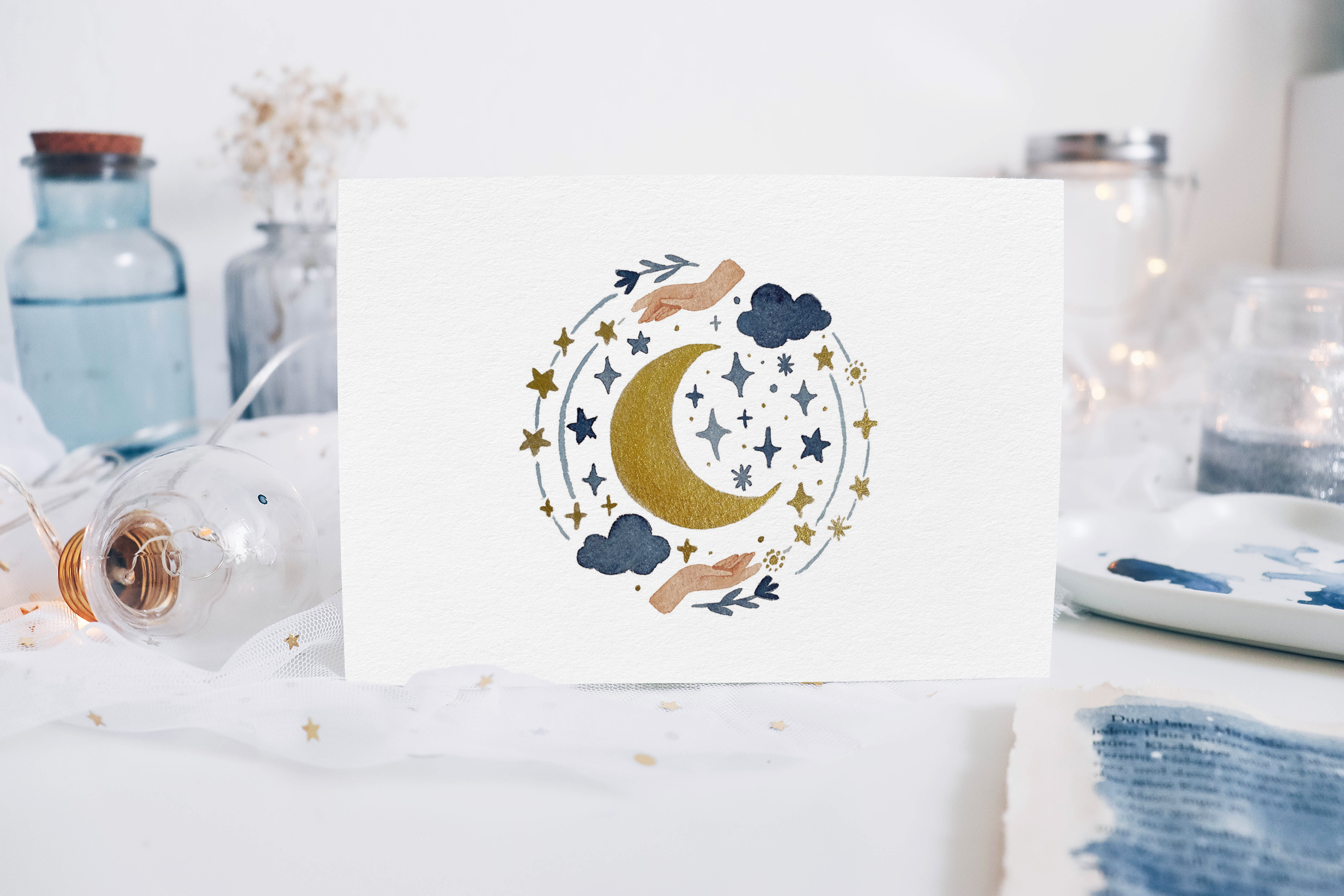 Postcard - Watercolor Moon