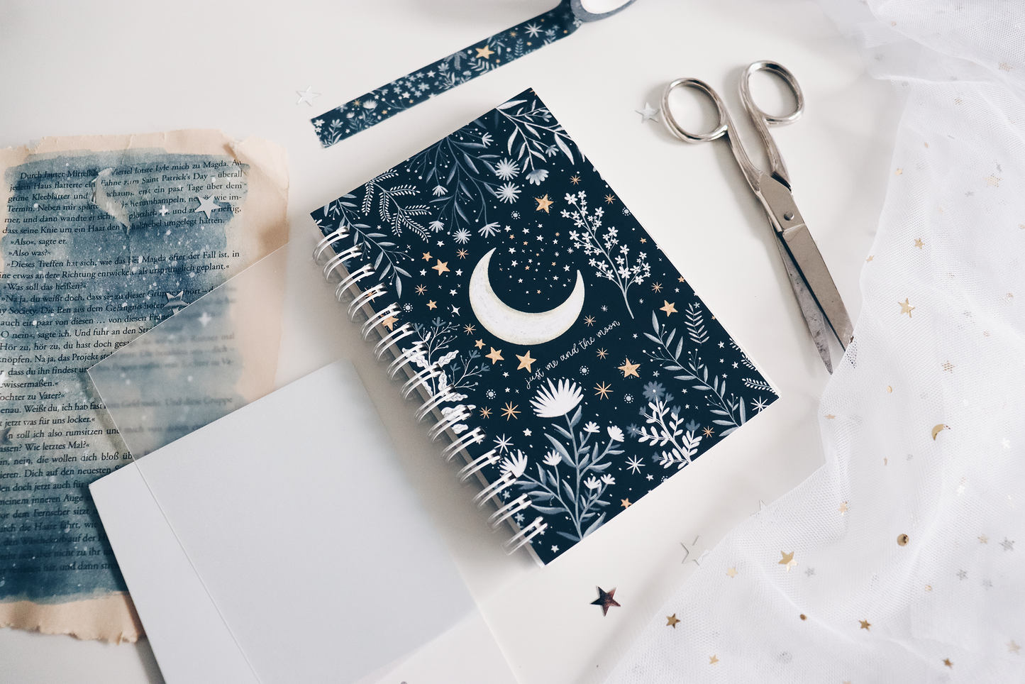 Spiral Notebook A6 - just me and the moon