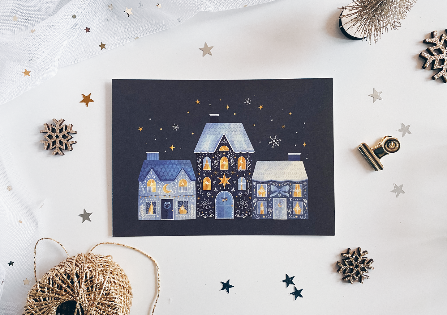 Postcard - Winter Houses