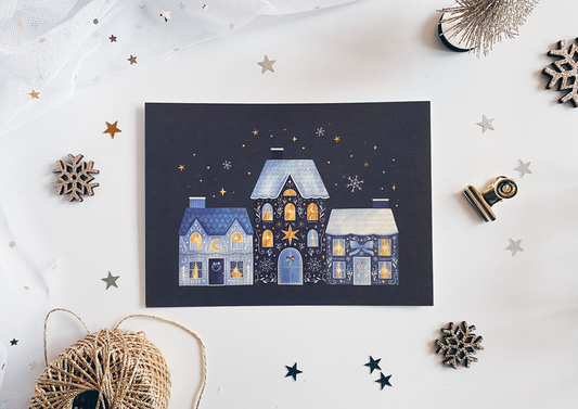 Postcard - Winter Houses