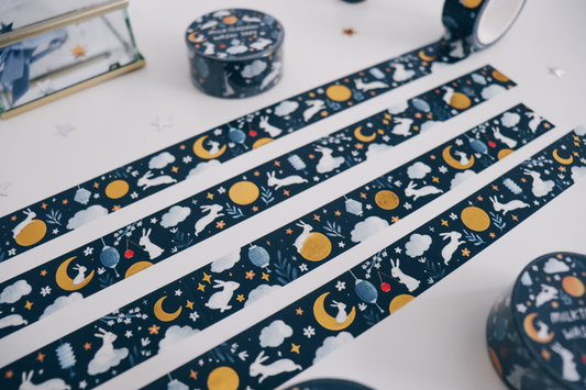 Washi Tape - 20MM Moon Bunnies (Gold Foil)