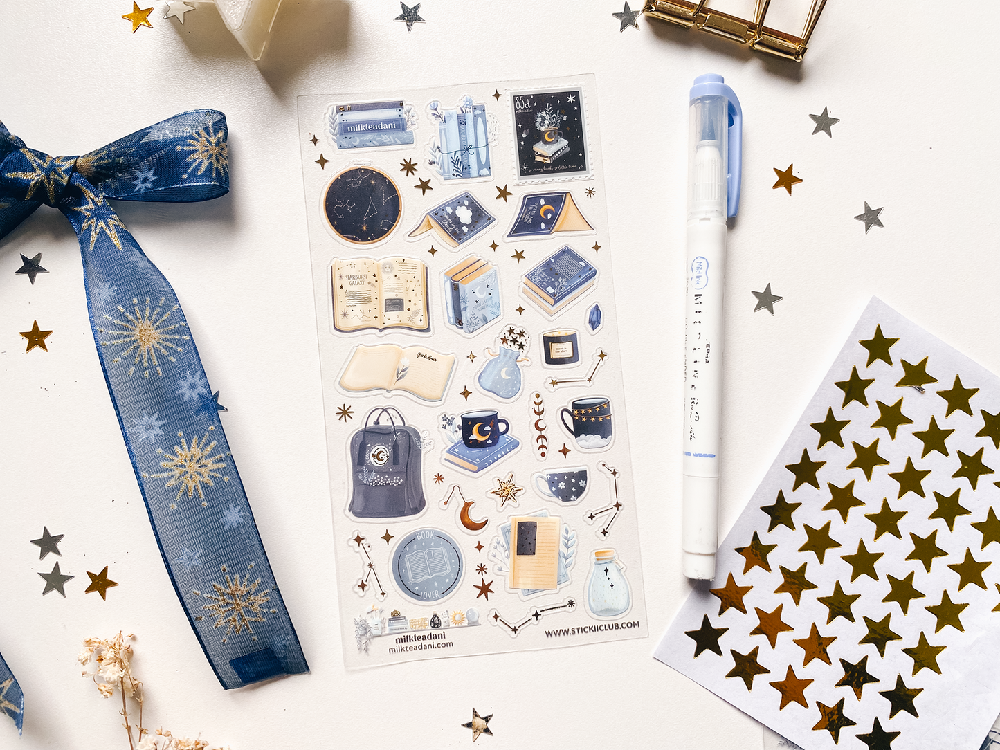 Clear Vinyl Sticker Sheet - Starry Books