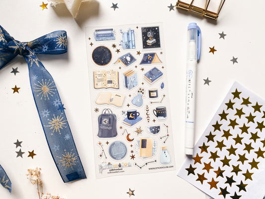 Clear Vinyl Sticker Sheet - Starry Books