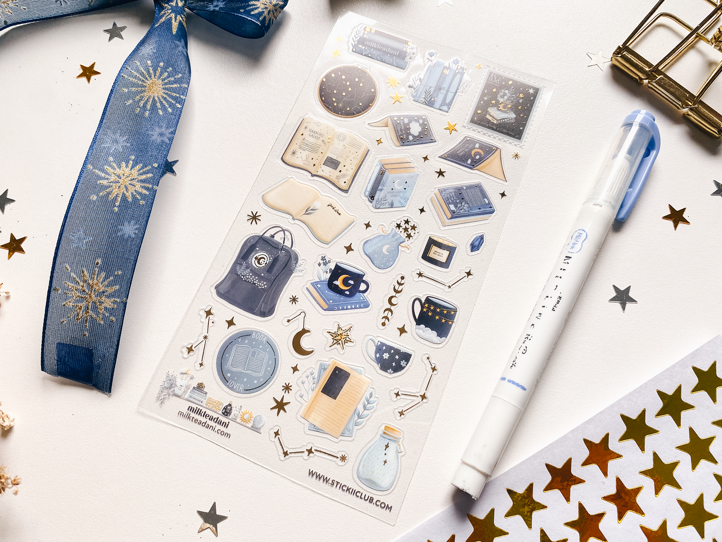 Clear Vinyl Sticker Sheet - Starry Books
