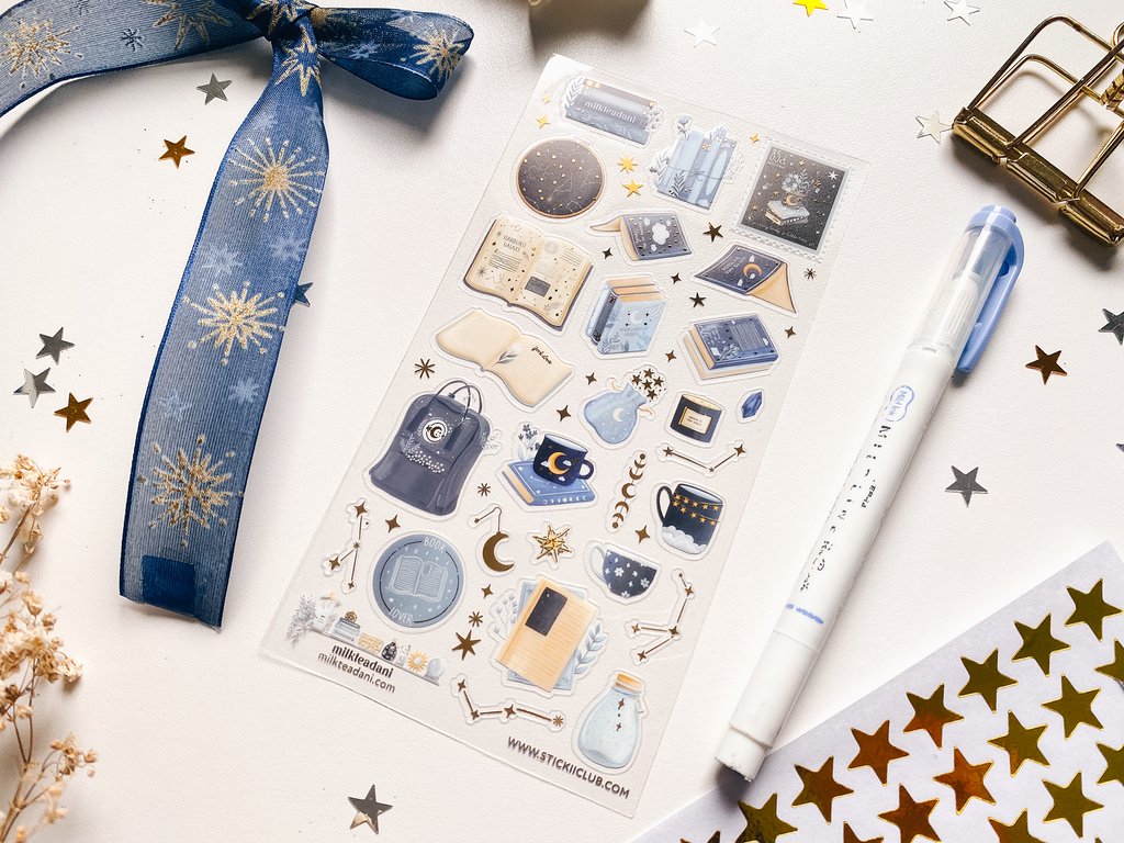 Clear Vinyl Sticker Sheet - Starry Books
