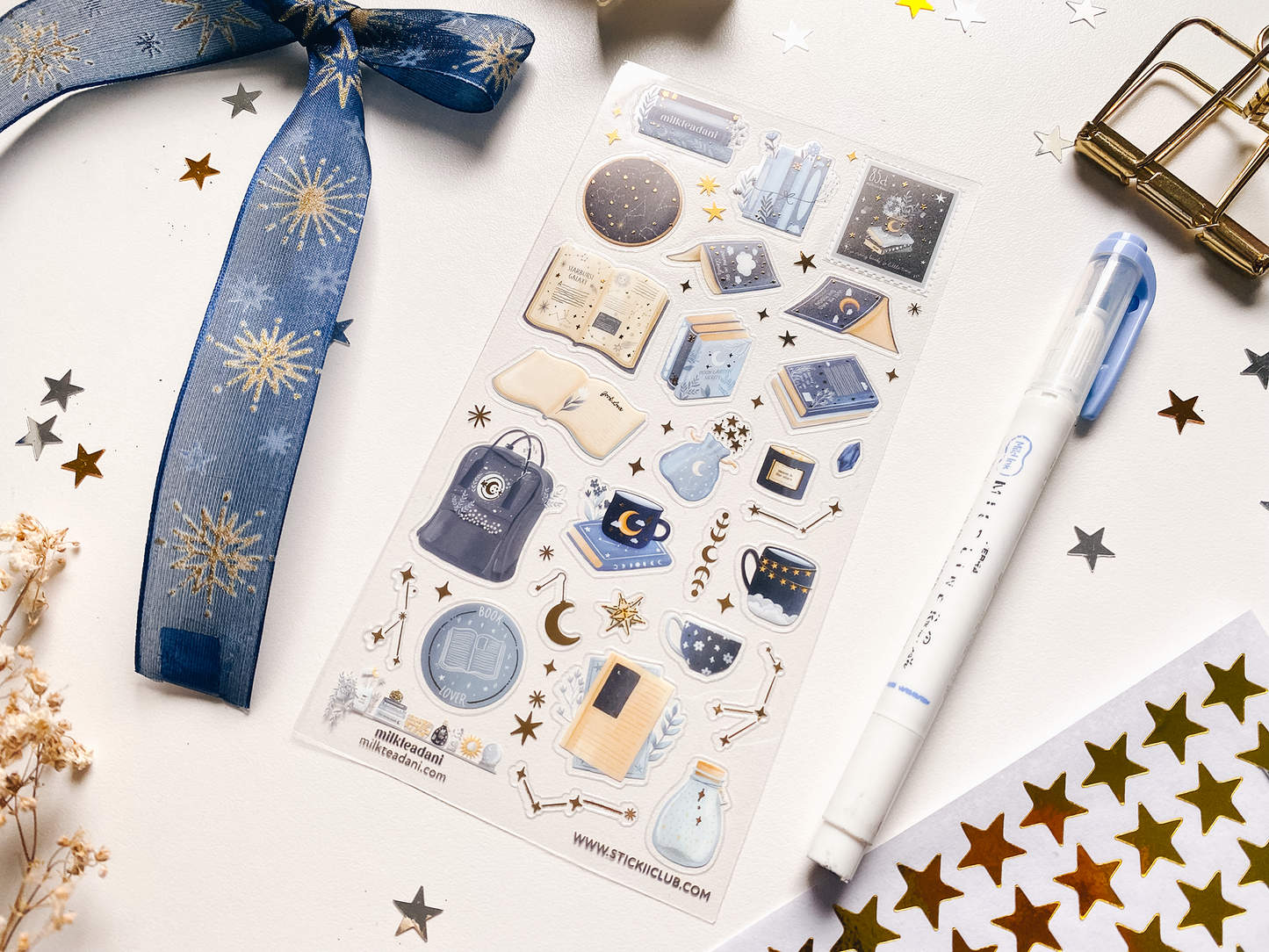 Clear Vinyl Sticker Sheet - Starry Books