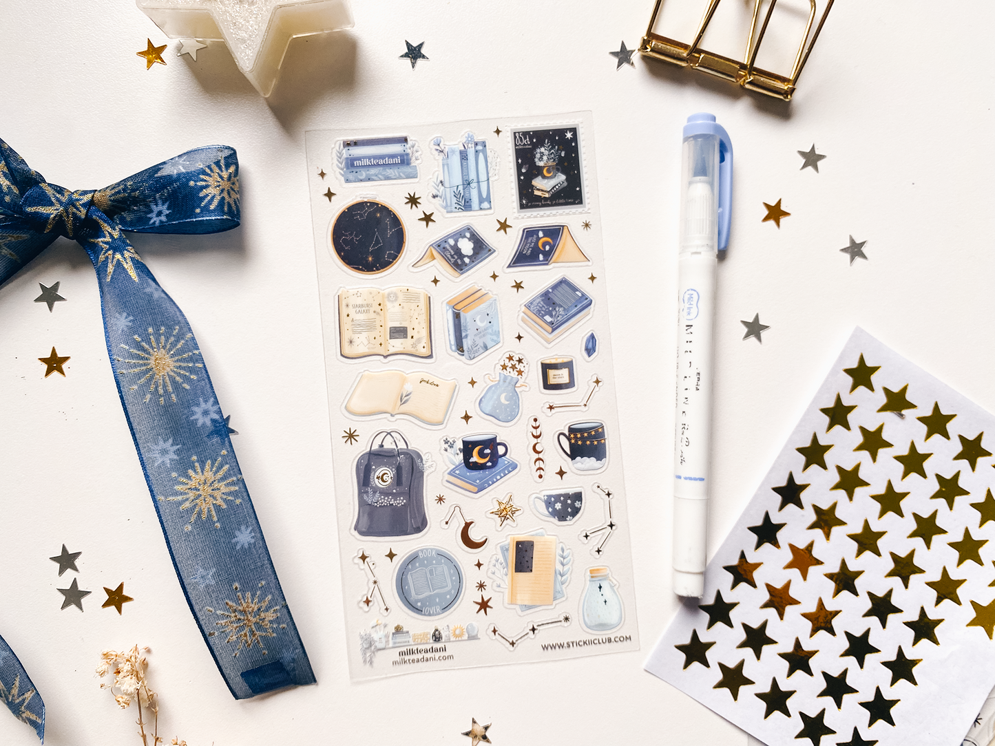 Clear Vinyl Sticker Sheet - Starry Books
