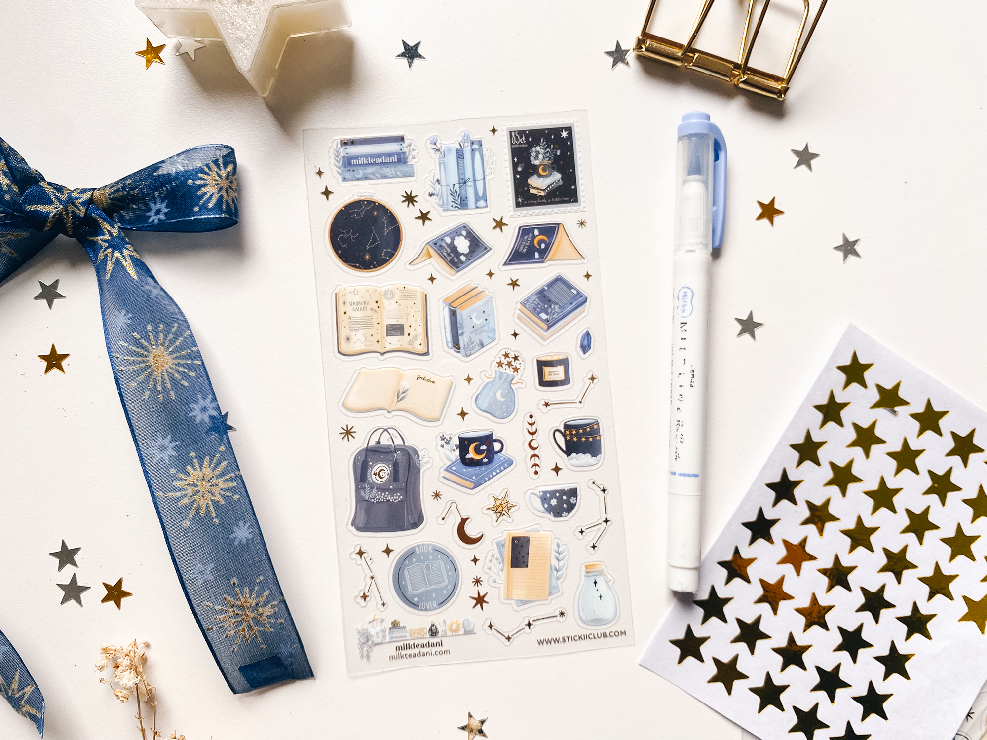 Clear Vinyl Sticker Sheet - Starry Books