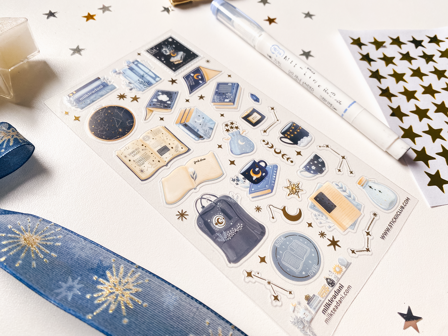 Clear Vinyl Sticker Sheet - Starry Books