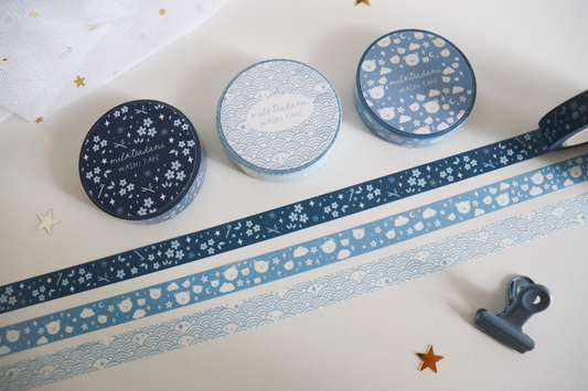 Washi Tape Set – Starry Seigaiha, Midnight Hanami & Kumo