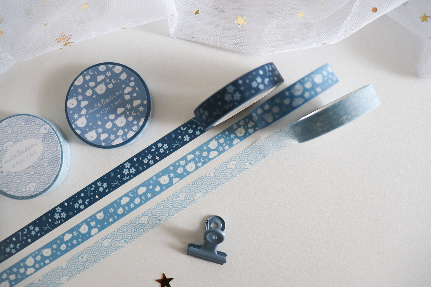 Washi Tape Set – Starry Seigaiha, Midnight Hanami & Kumo
