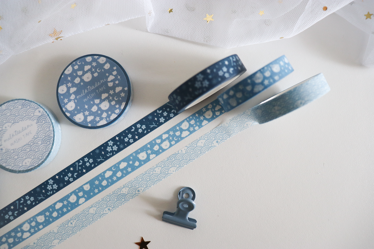 Washi Tape Set – Starry Seigaiha, Midnight Hanami & Kumo