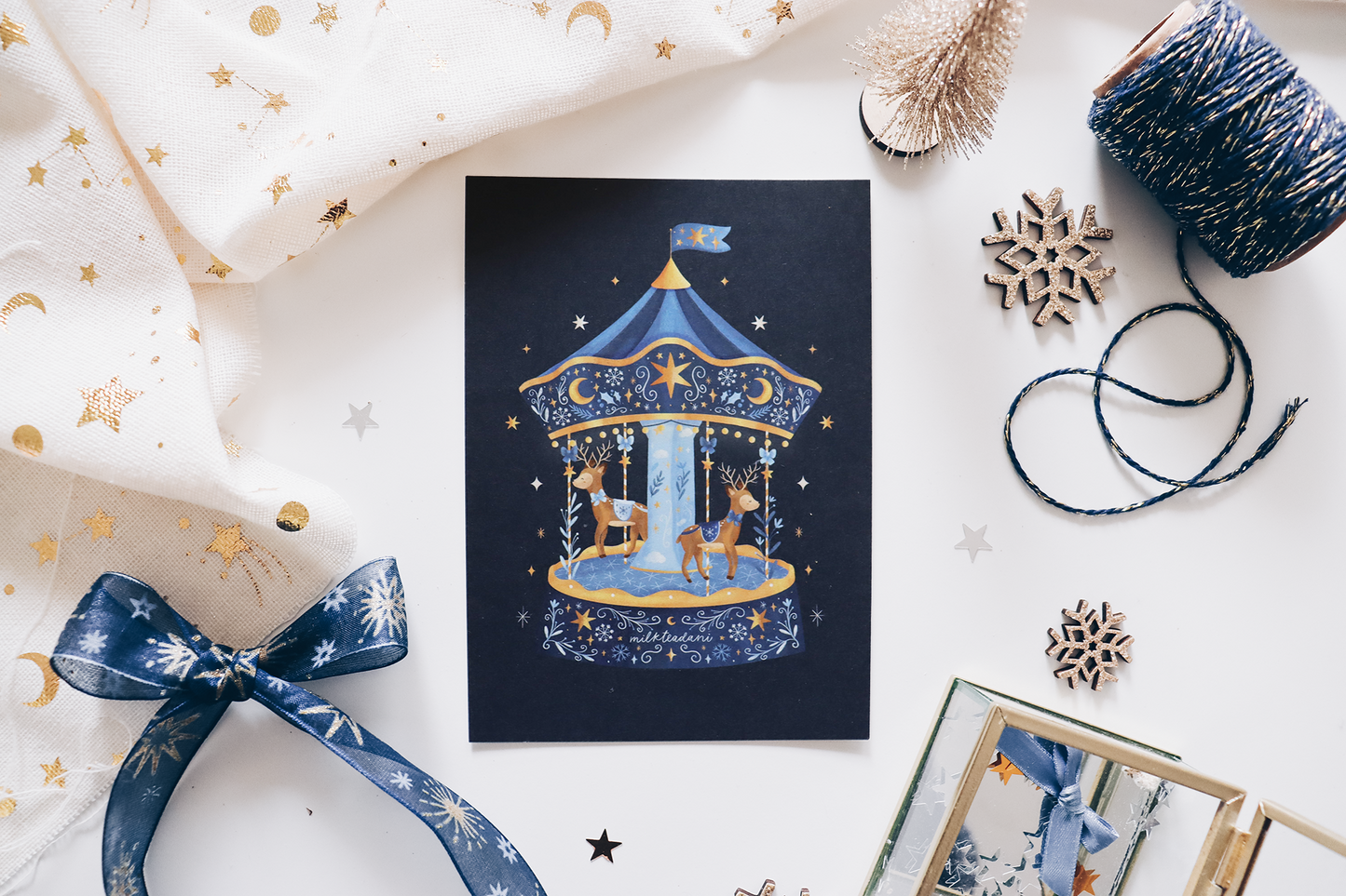 Postcard - Deer Carousel