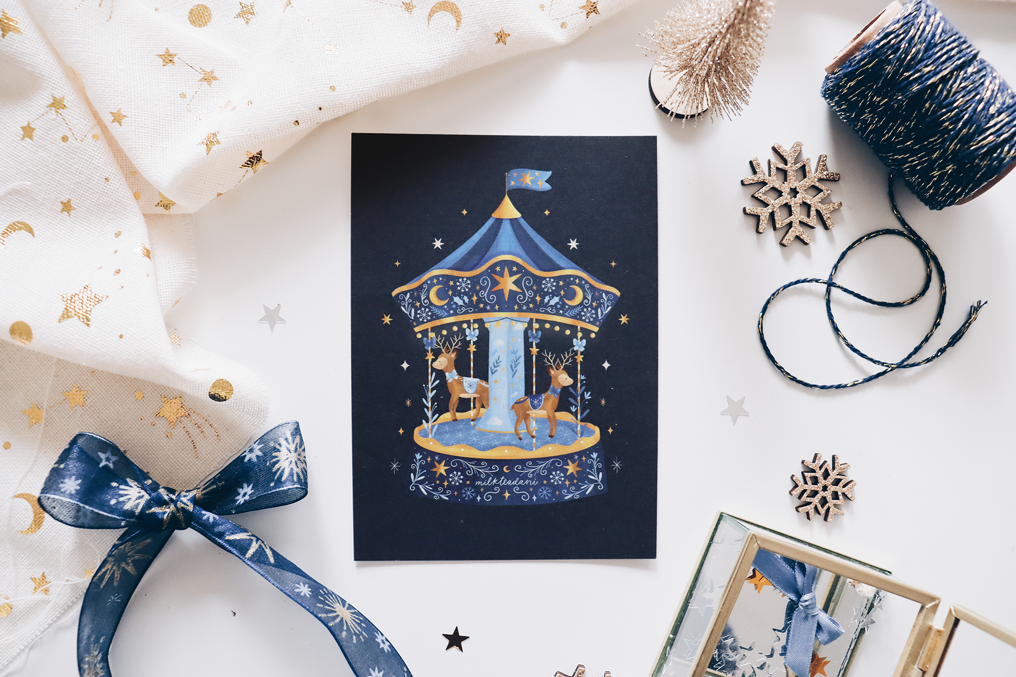 Postcard - Deer Carousel