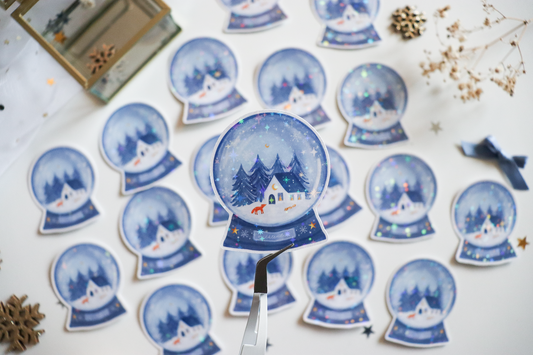 Sticker - Winter Globe Fox & Squirrel (Handmade Sticker)