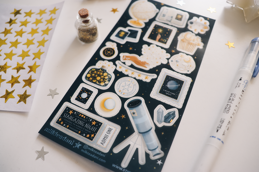 Clear Vinyl Sticker Sheet - Celestial Things