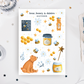 Sticker Sheet - Bear, Honey & Daisies