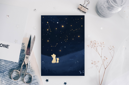 Postcard - Stargazing Bears