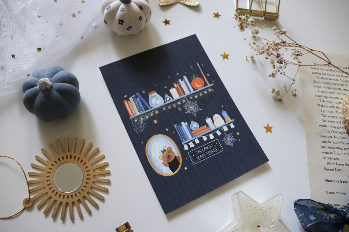 Postcard - Halloween Shelves