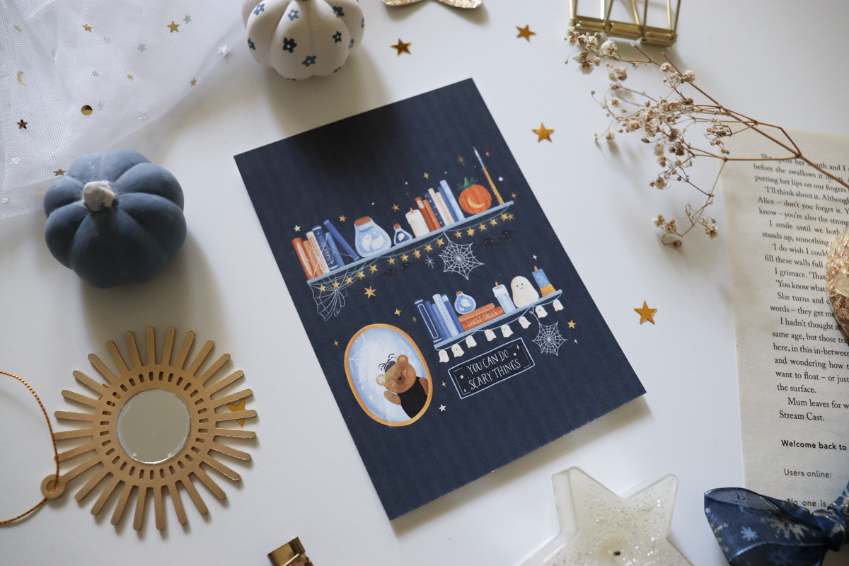 Postcard - Halloween Shelves