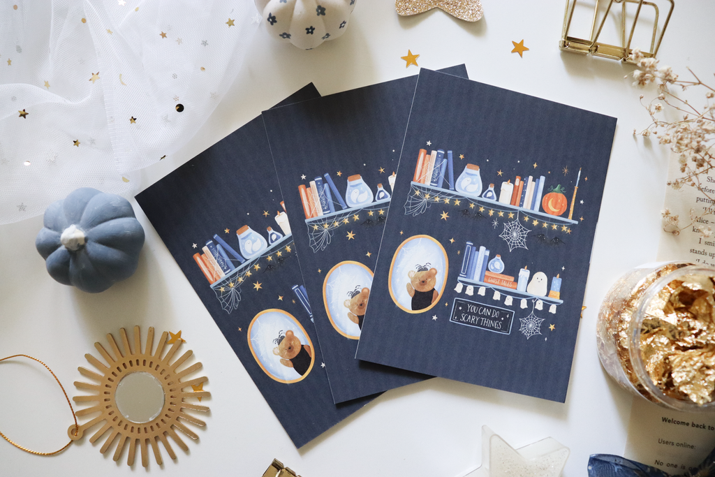 Postcard - Halloween Shelves