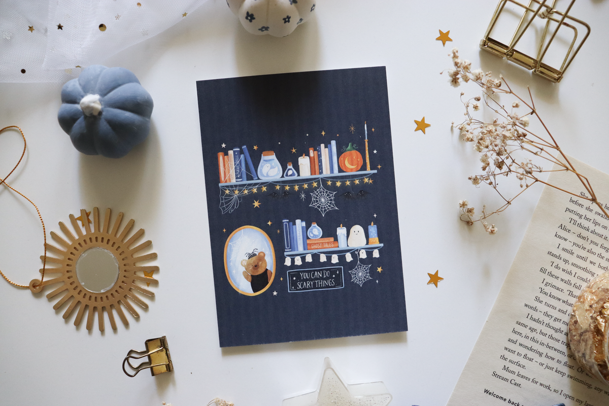 Postcard - Halloween Shelves