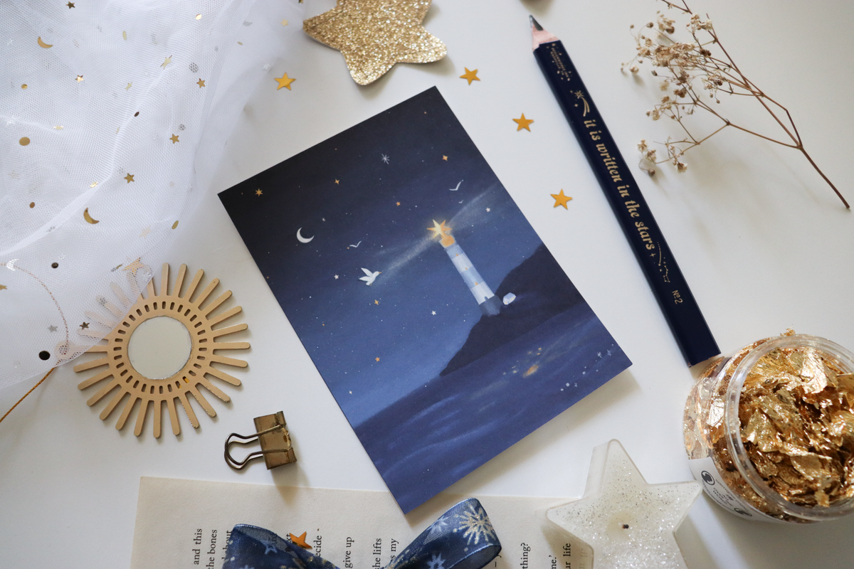 Postcard - Night Lighthouse