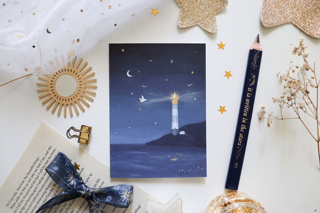 Postcard - Night Lighthouse