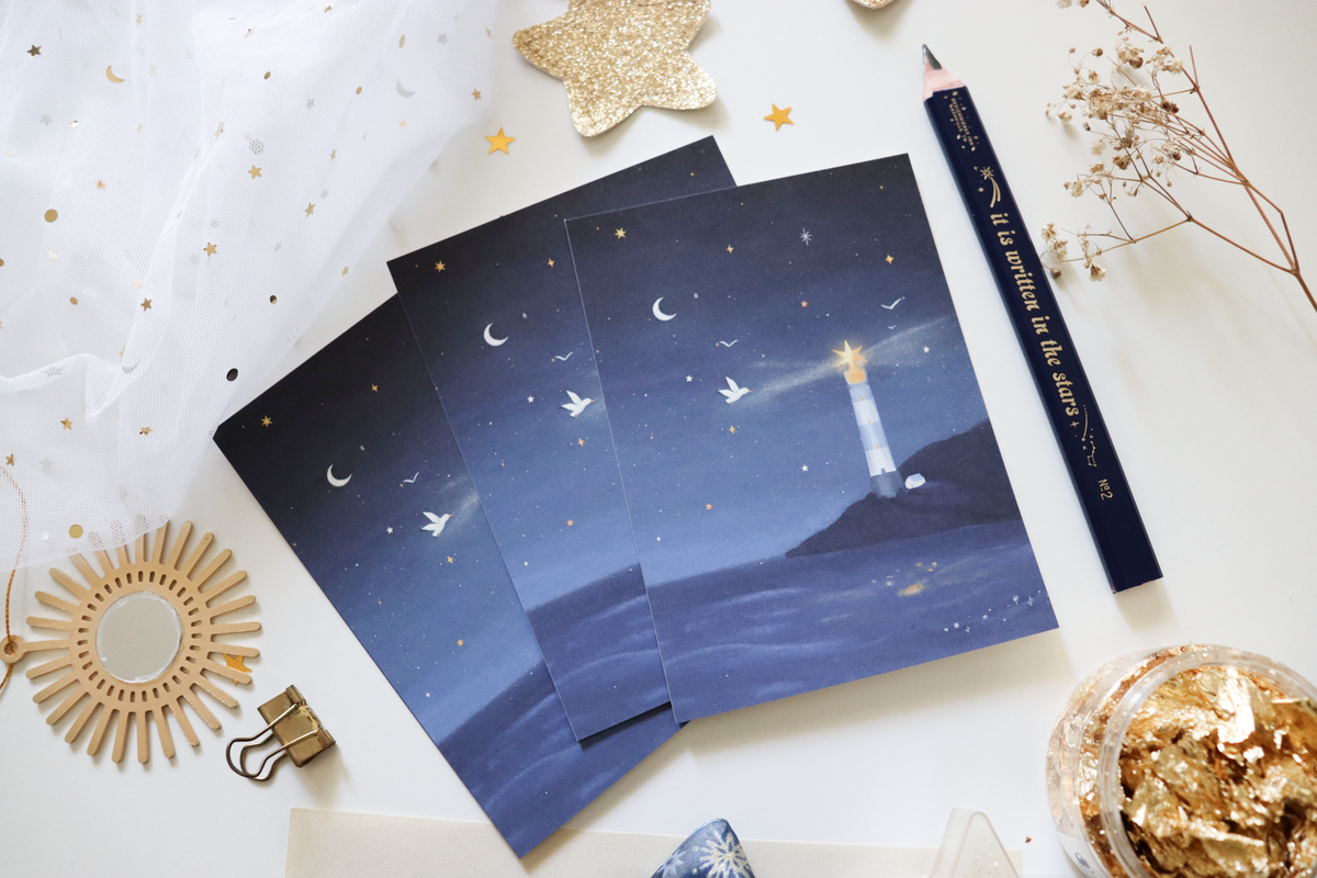 Postcard - Night Lighthouse
