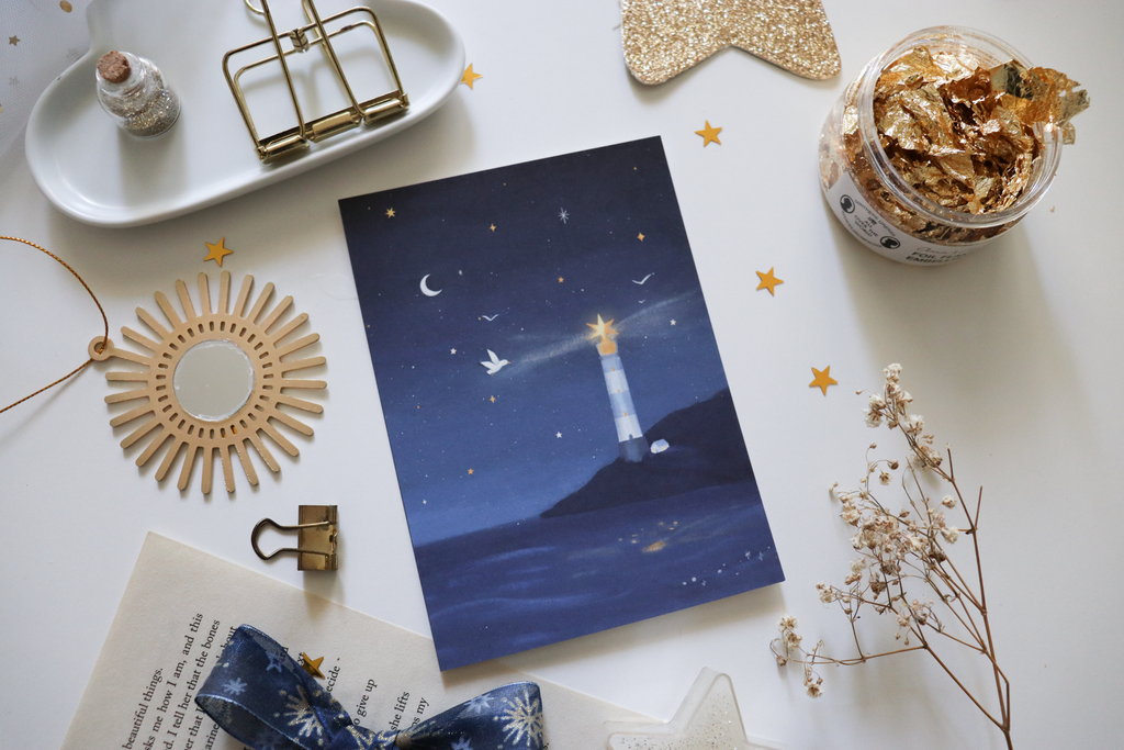 Postcard - Night Lighthouse