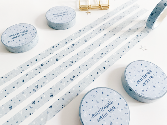 Washi Tape - 10MM Blue Grid Floral