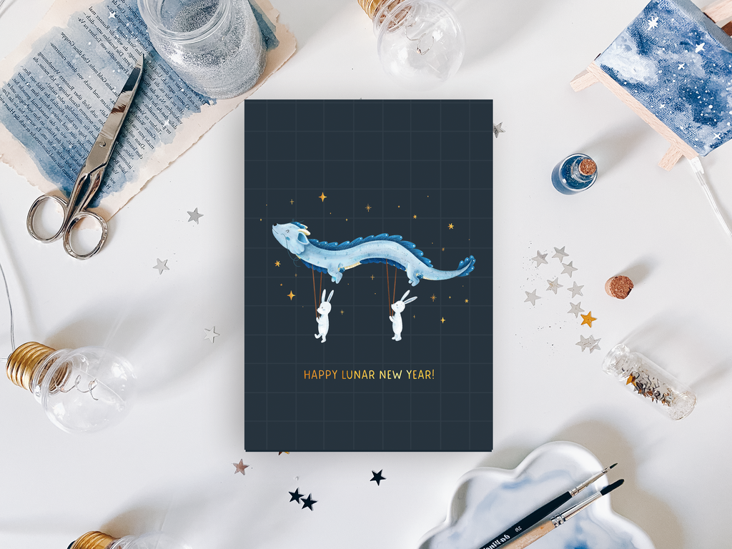 Postcard - Happy Lunar New Year Bunnies