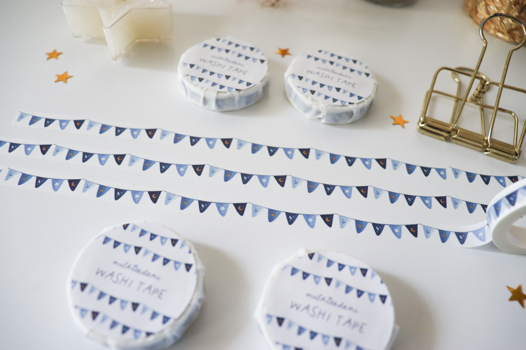 Washi Tape - 10MM Blue Garland