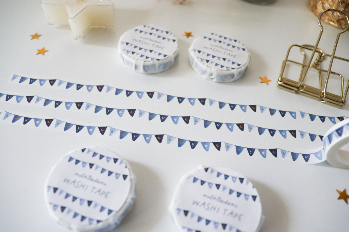 Washi Tape - 10MM Blue Garland