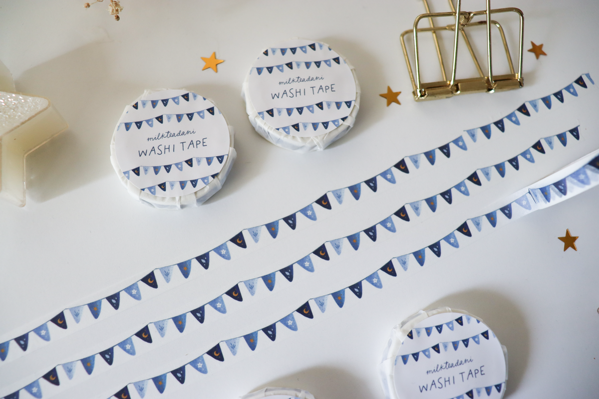 Washi Tape - 10MM Blue Garland