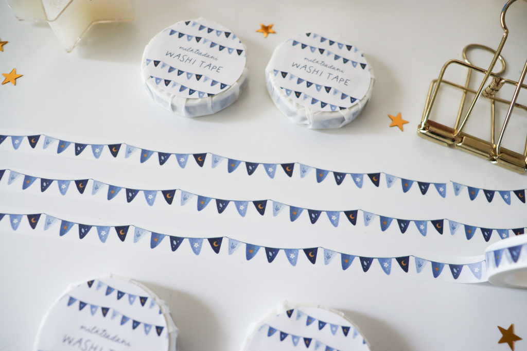 Washi Tape - 10MM Blue Garland