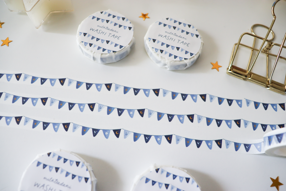 Washi Tape - 10MM Blue Garland
