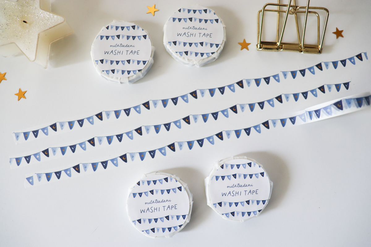 Washi Tape - 10MM Blue Garland