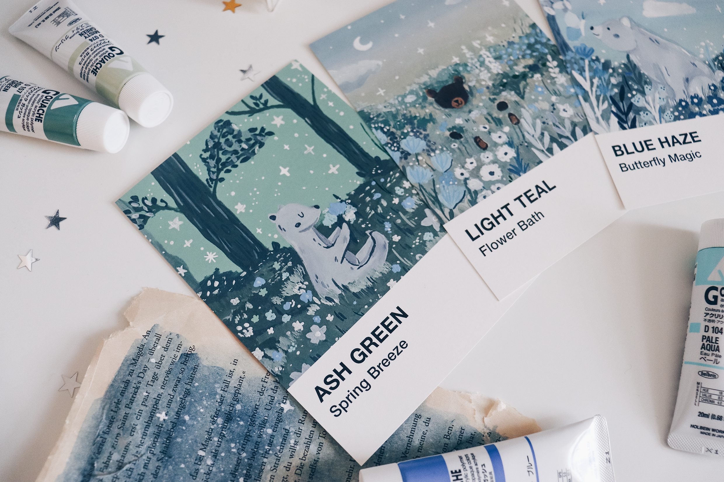 Gouache Art Prints - Dream Bears