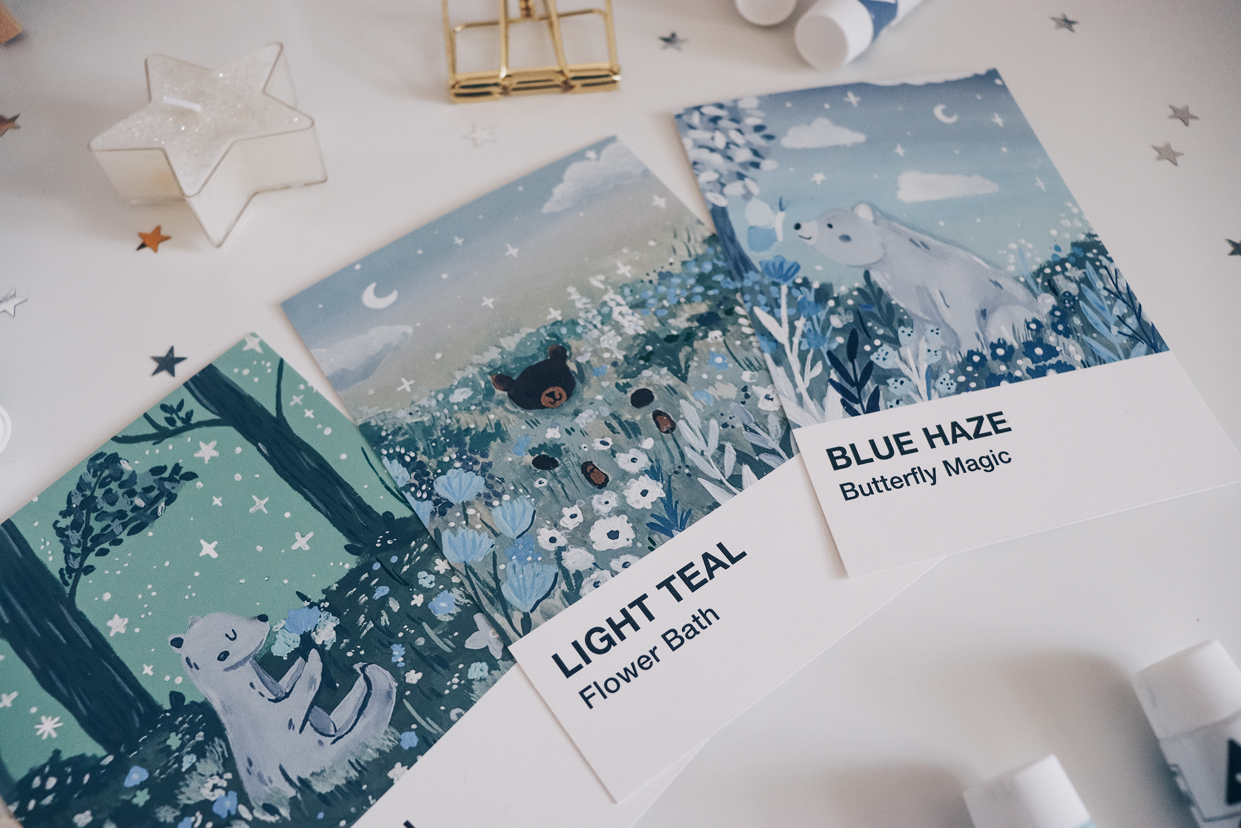 Gouache Art Prints - Dream Bears